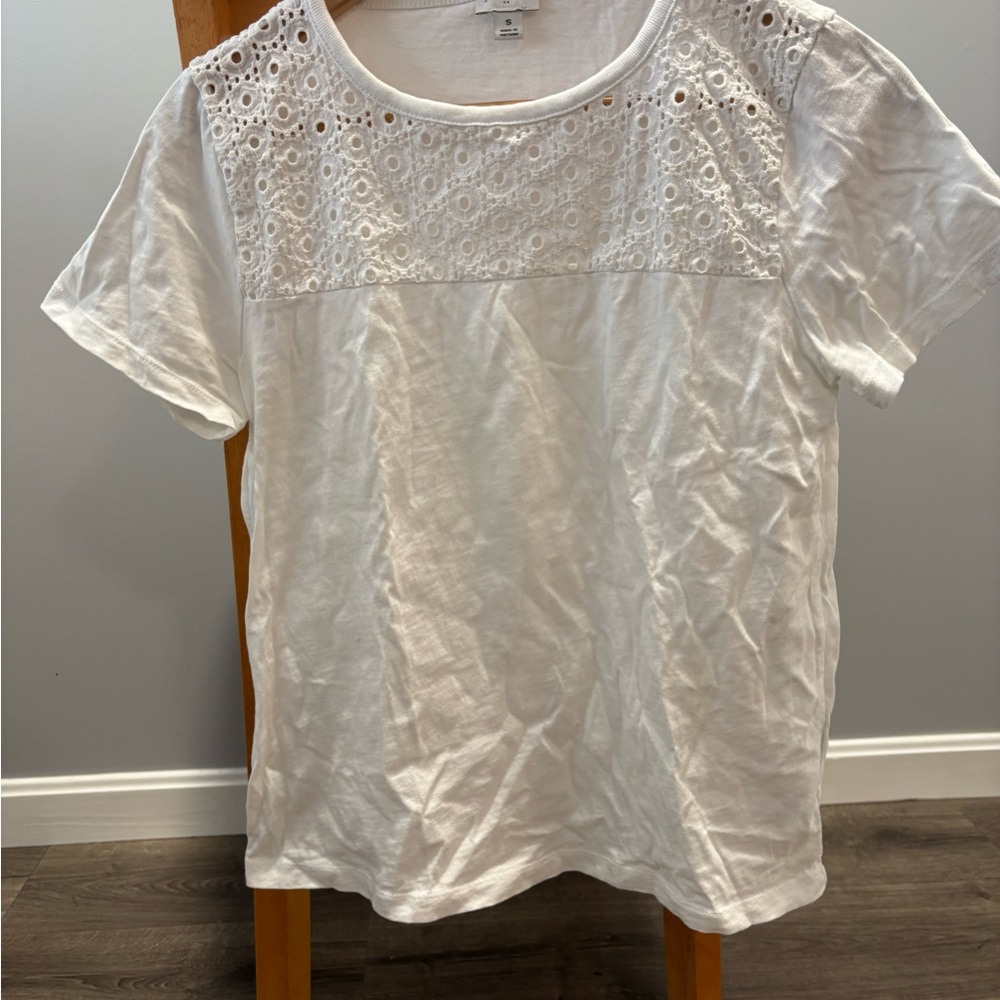 White Eyelet Lace Women's Top